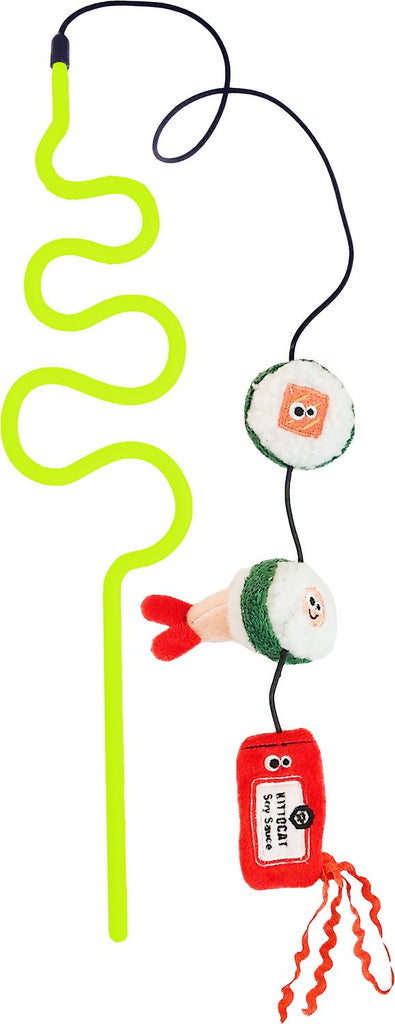 Sushi Swatter 17" Wand Cat Toy w/Catnip & Silvervine by Mad Cat