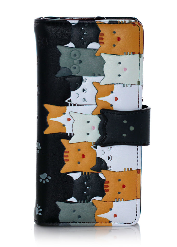 Faux Leather Cat Wallet - Cats Crowd Row by Shagwear