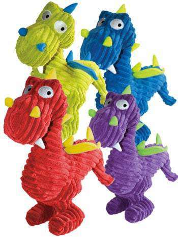 Loopies - Corduroy Dog Toy - Squeaky Dragons (Assorted Colors)