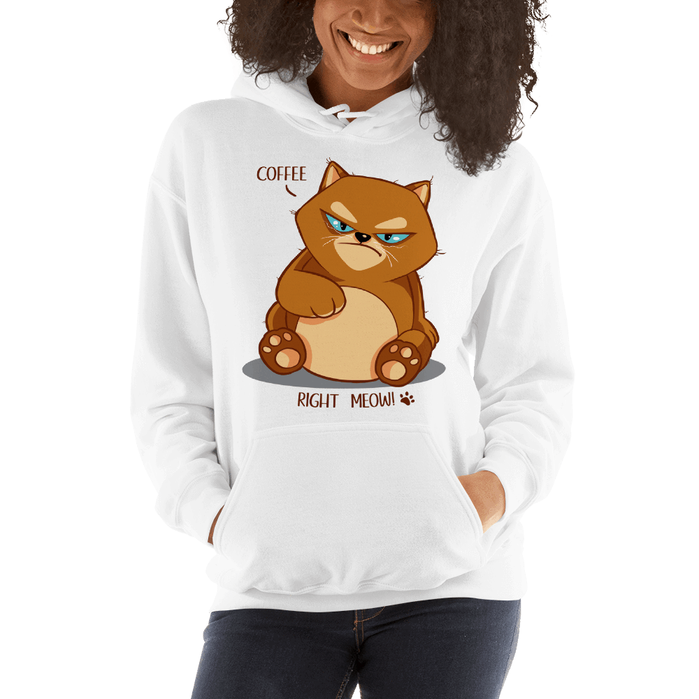Coffee Right MEOW! Grumpy Cat Graphic Pullover Sweatshirt Hoodie PetDesignz Unisex men women