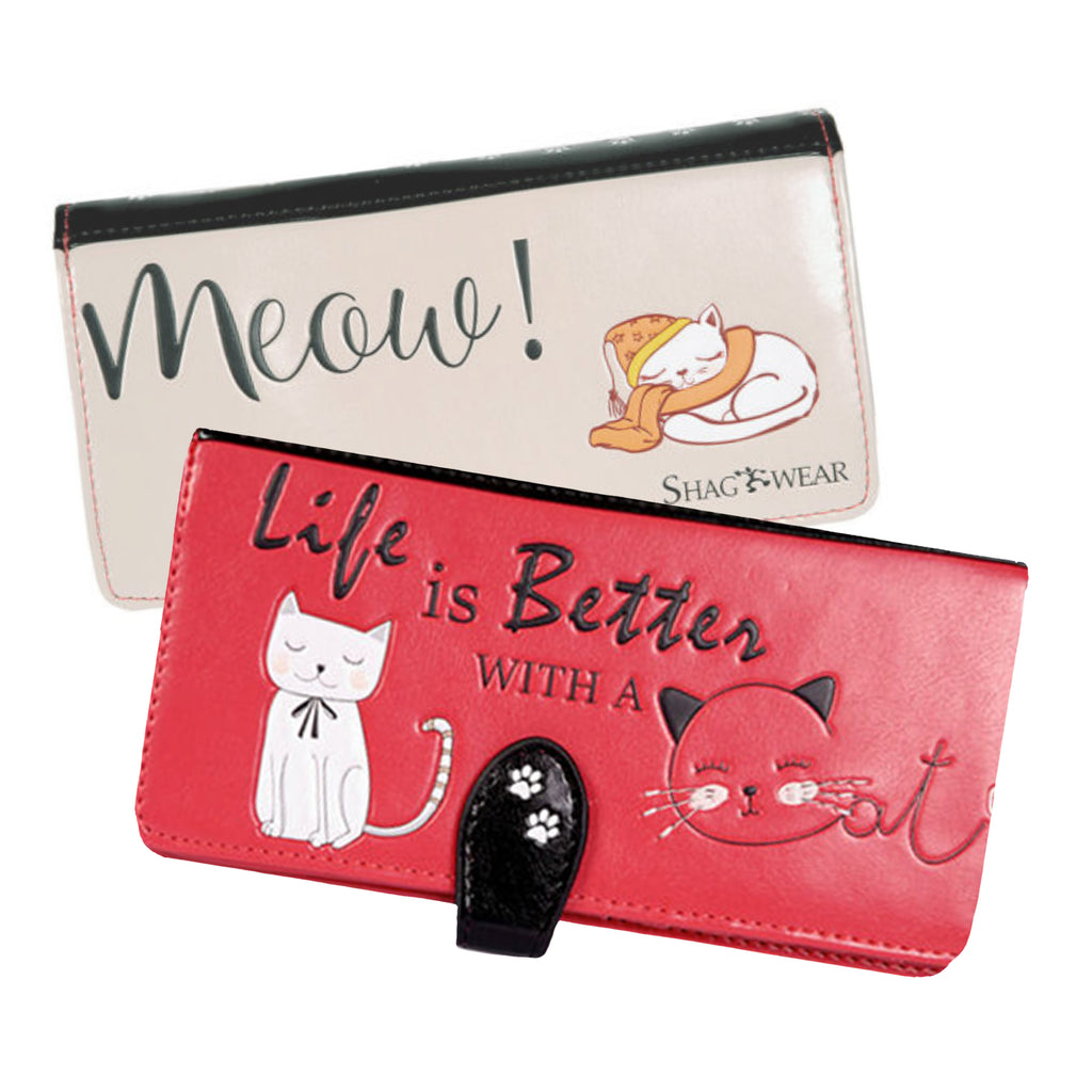Life Is Better With a Cat Large Faux Leather Wallet by Shagwear