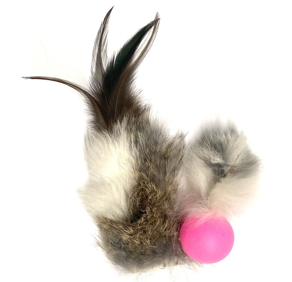 Rabbit Fur Fetish Set: Rabbit Fur Puff and Rabbit Fur Pong Cat Toys