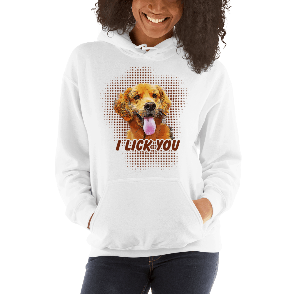 I Lick You Happy Golden Retriever Graphic Pullover Hoodie Sweatshirt Dog PetDesignz Unisex men women