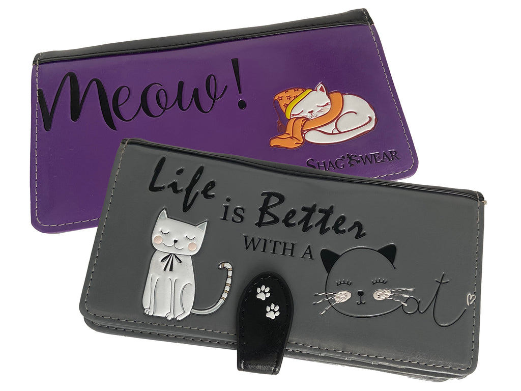 Life Is Better With a Cat Large Faux Leather Wallet by Shagwear