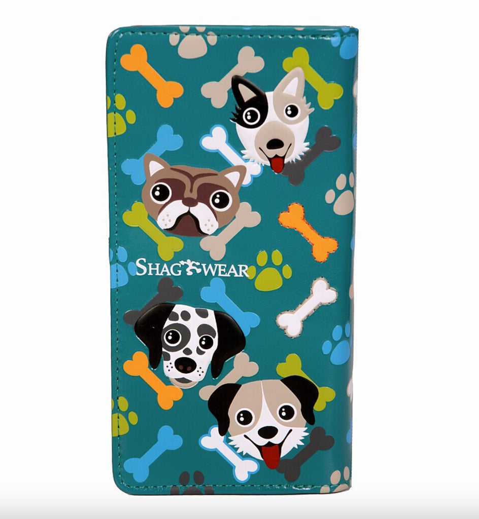 Dogs, Bones, and Paws Large Faux Leather Wallet by ShagWear