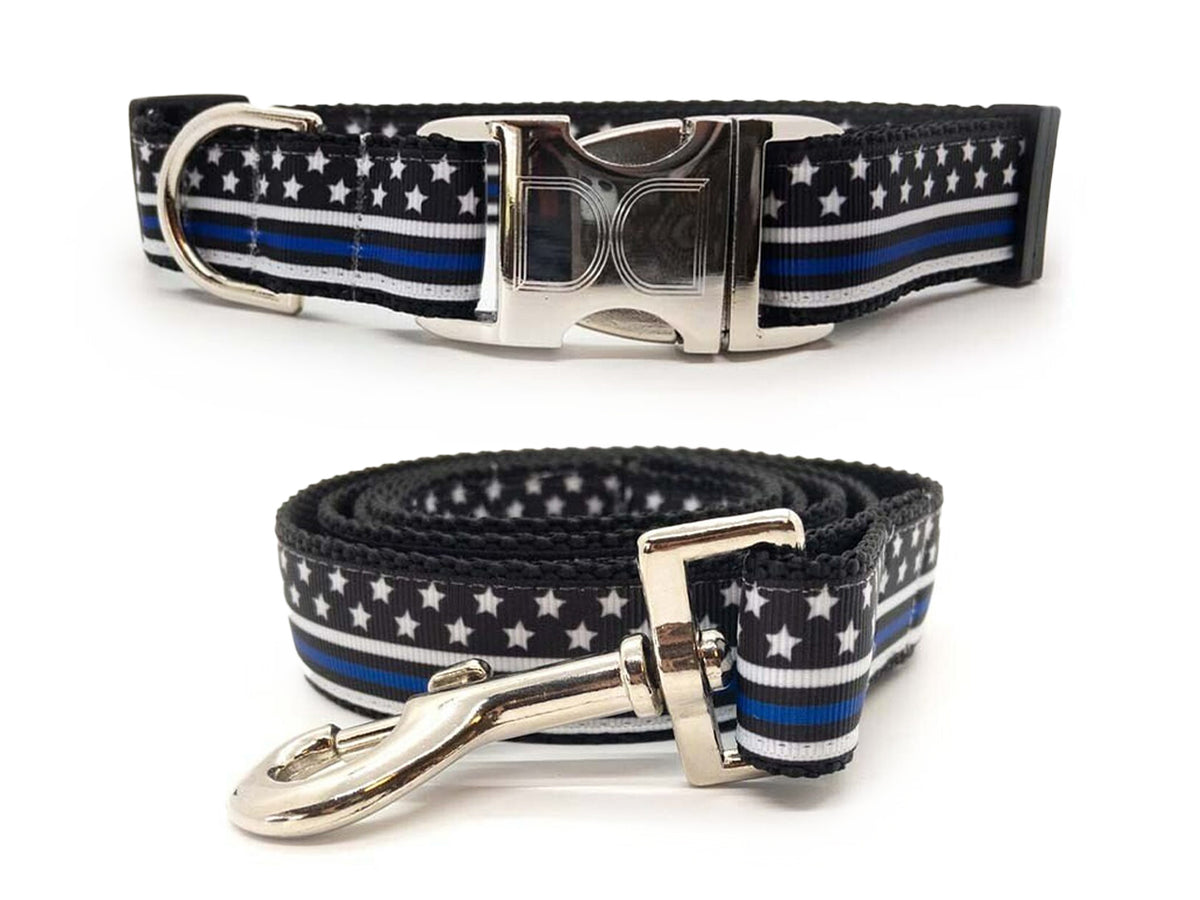 Personalized thin blue line dog clearance collar