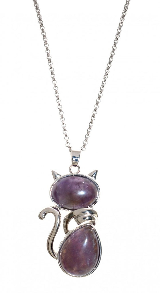 ShagWear - Amethyst Cat Pendant Necklace, 31" Length