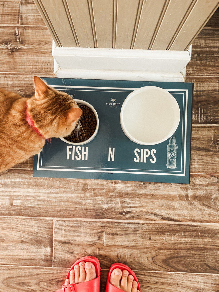 Reversible Cat Placemat - Mine and Also Mine/ Fish n Sips