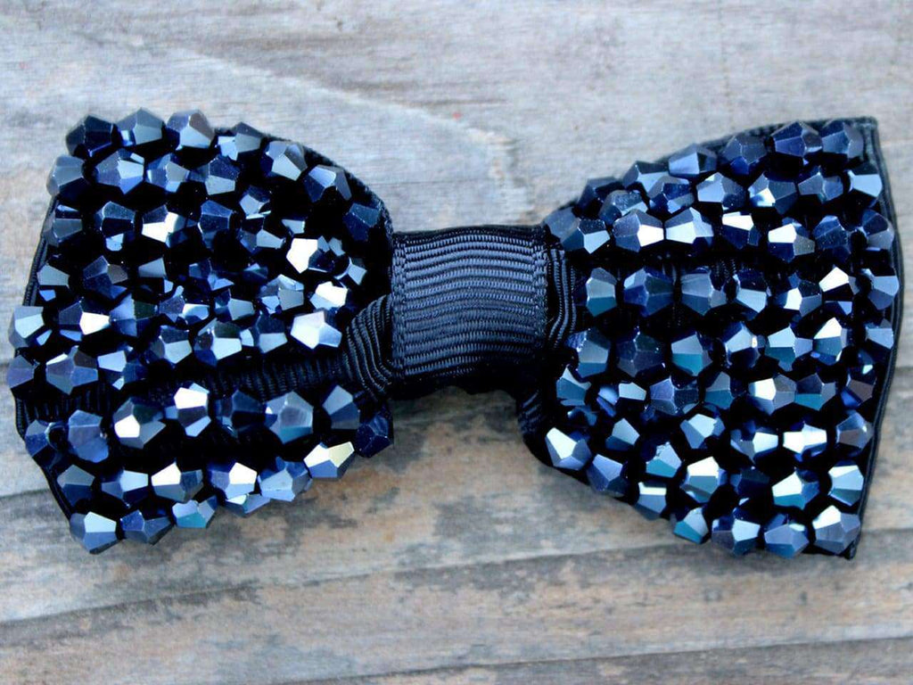 Gatsby Jet Beaded Removable Dog Collar Bow by Diva Dog - PetDesignz