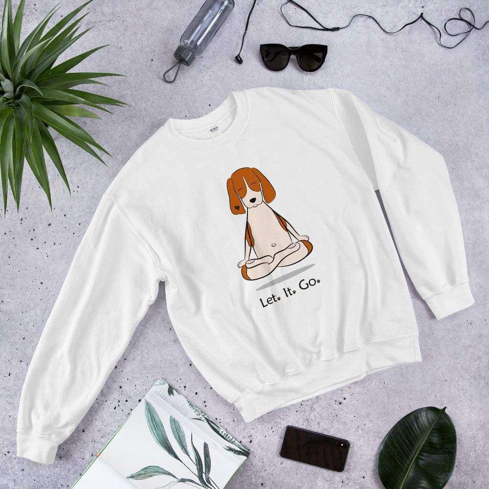 Let it Go, yoga Beagle Dog, PetDesignz Graphic crewneck sweatshirt Unisex men women