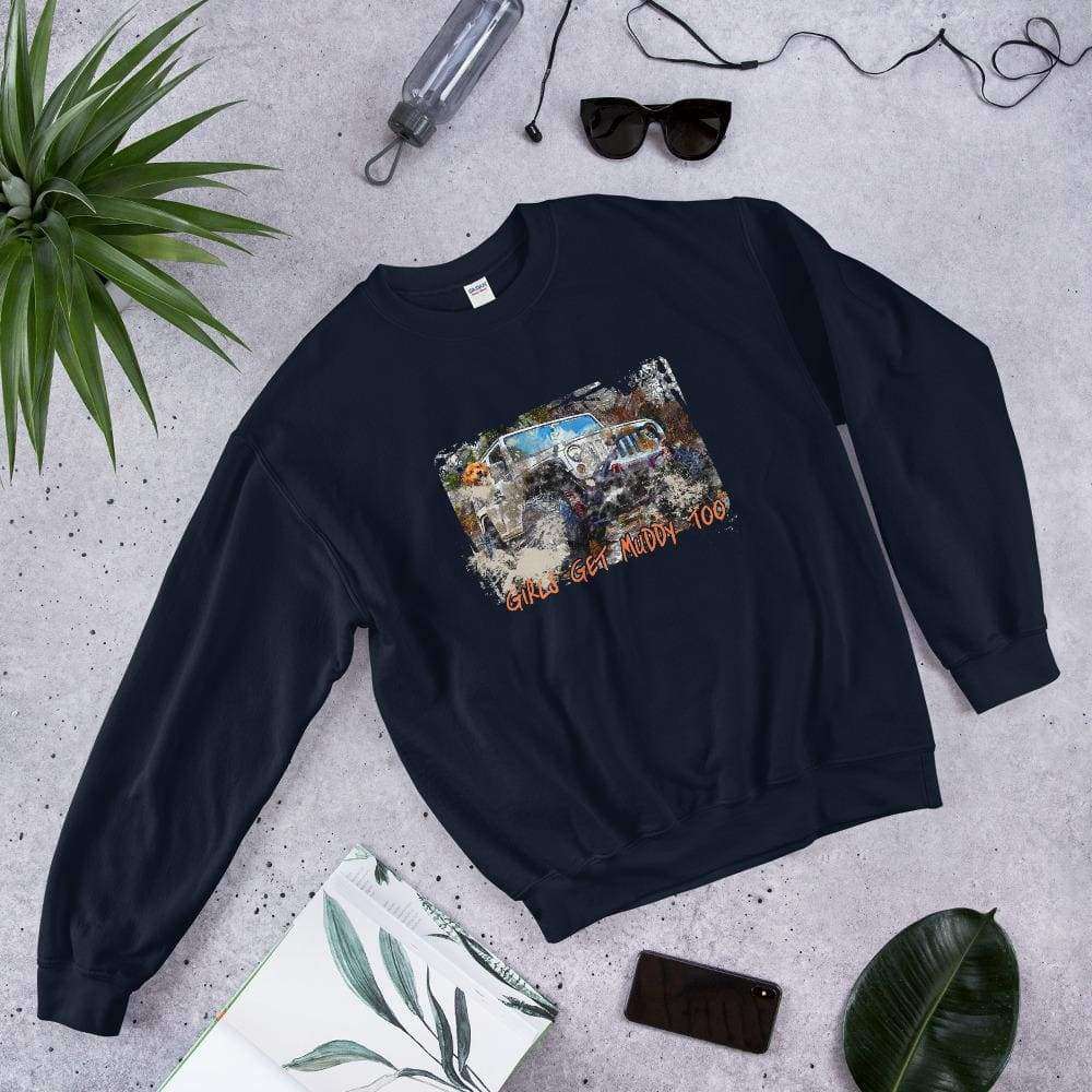 PetDesignz - Graphic Crewneck Sweatshirt - "Girls get Muddy Too” Golden Retriever