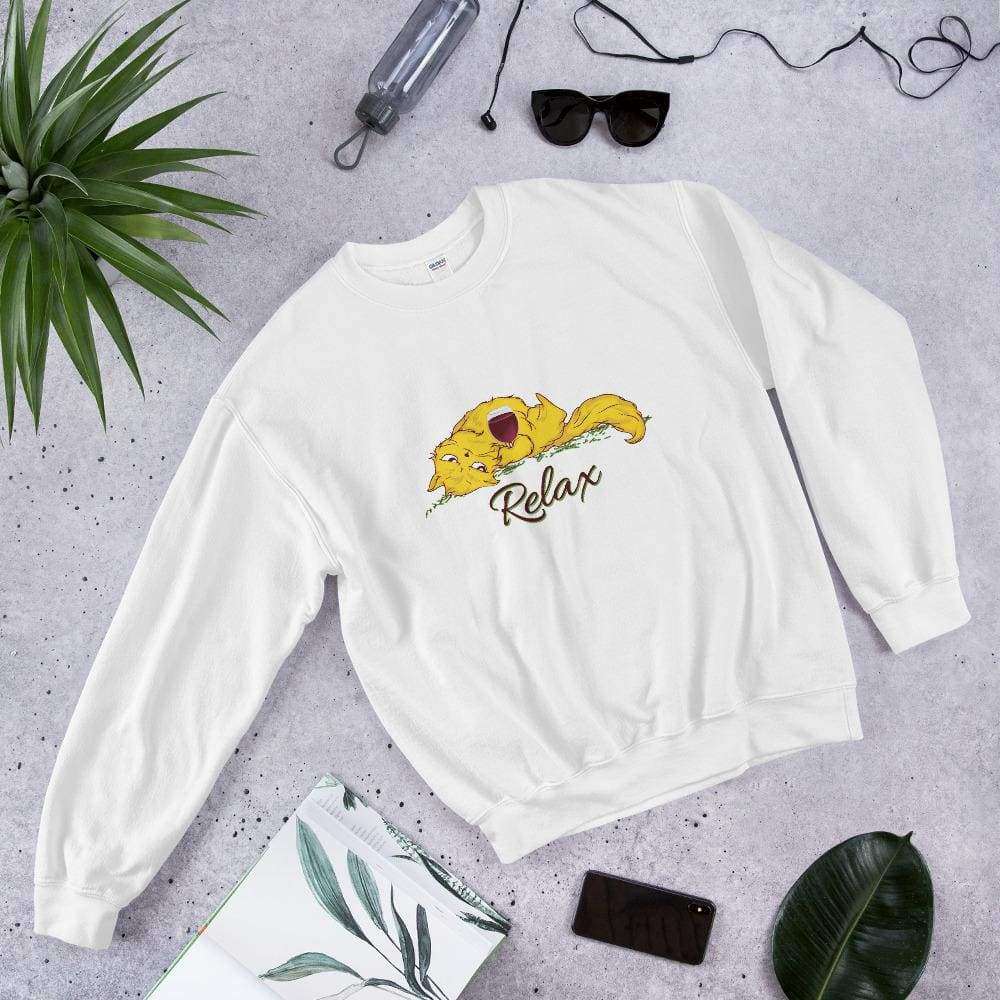 PetDesignz - Graphic Crewneck Sweatshirt - "Relax" Yellow Cat