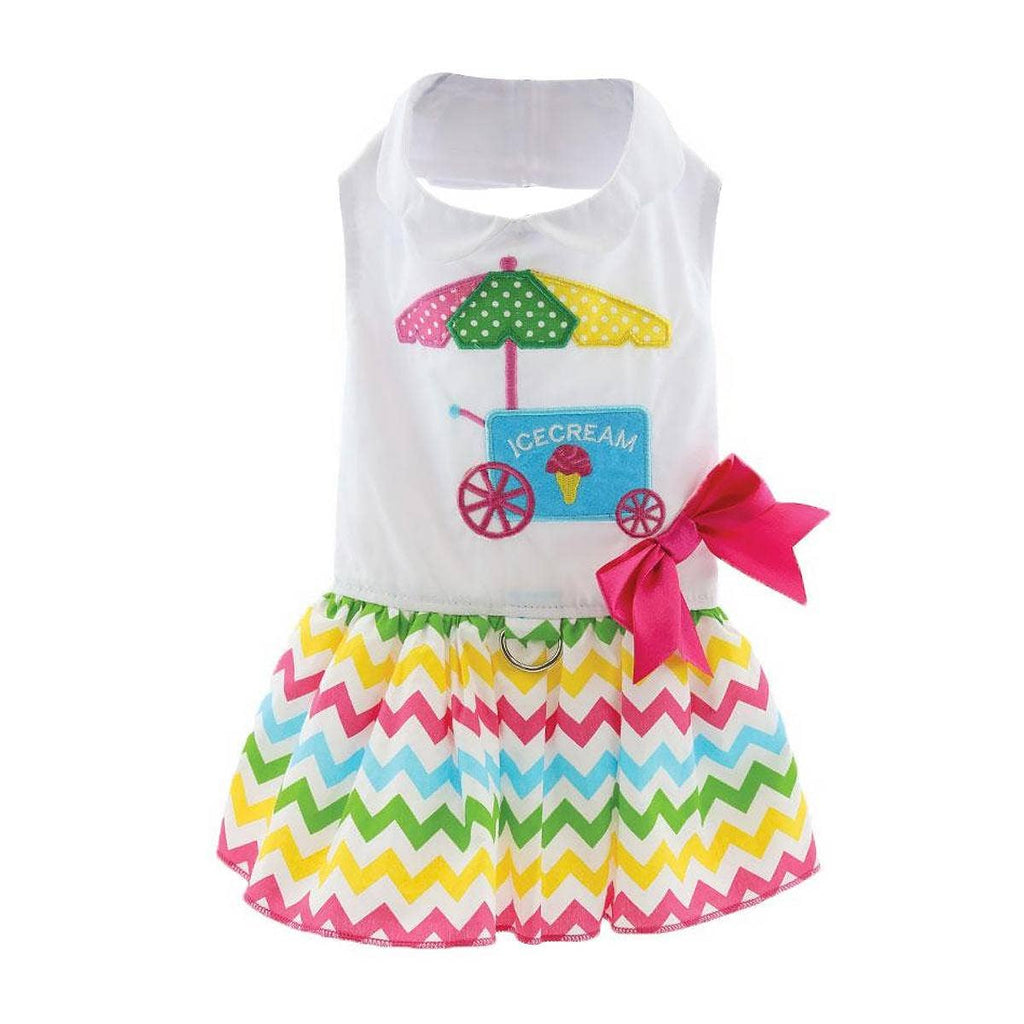 Dog Dress Harness: Ice Cream Cart Dog Dress with Matching Leash