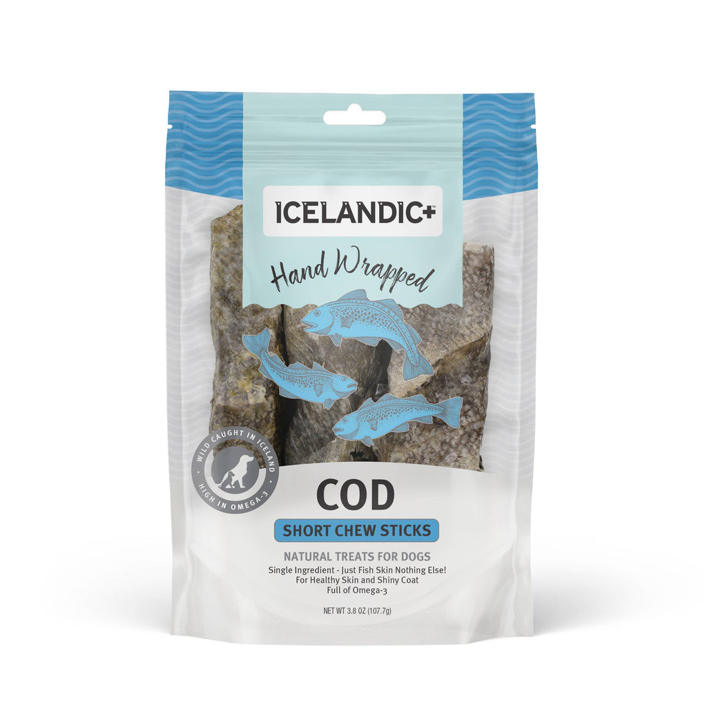 Icelandic+ Hand Wrapped Cod Skin 5" Short Chew Stick 3-Pack