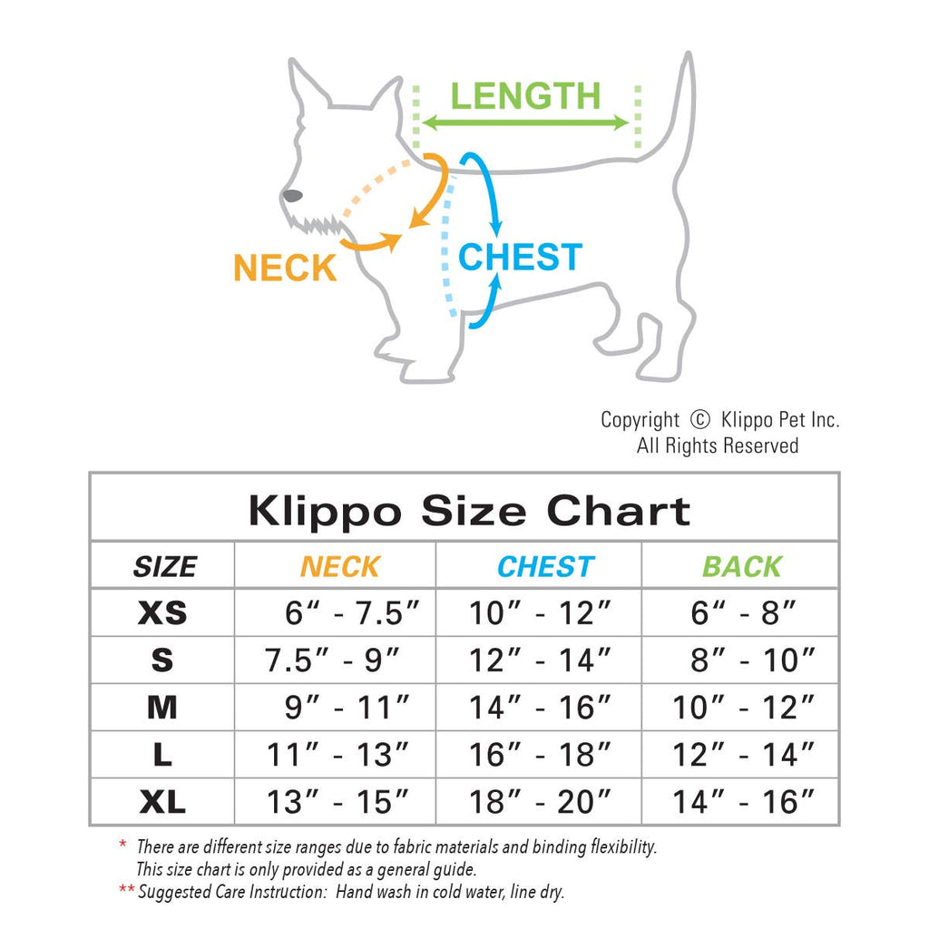 Red Plaid Harness Dog Size Chart