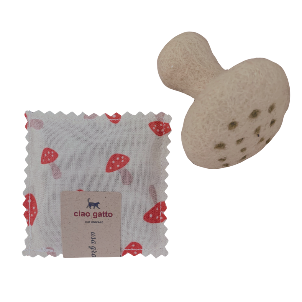 Catnip Infused Magic Mushroom, Cat Toy by Ciao Gatto