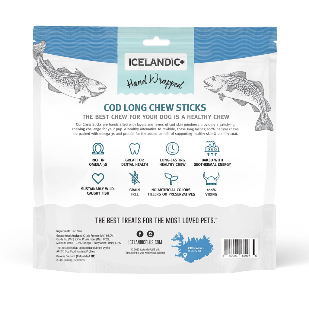 Single Ingredient Wrapped Cod Skin 10" Dog Chew Stick 12-Pack