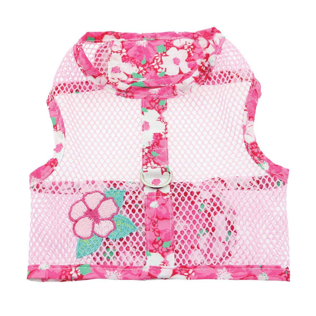 Cool Mesh Dog Harness and matching leash - Hawaiian Hibiscus Pink