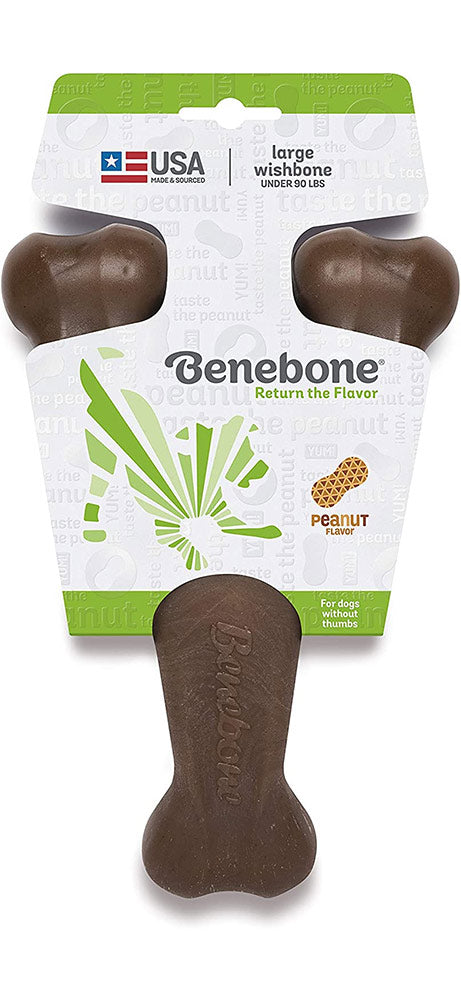 Bone Benebone Wishbone Peanut Butter Flavor Chew Toy - Boredom Buster