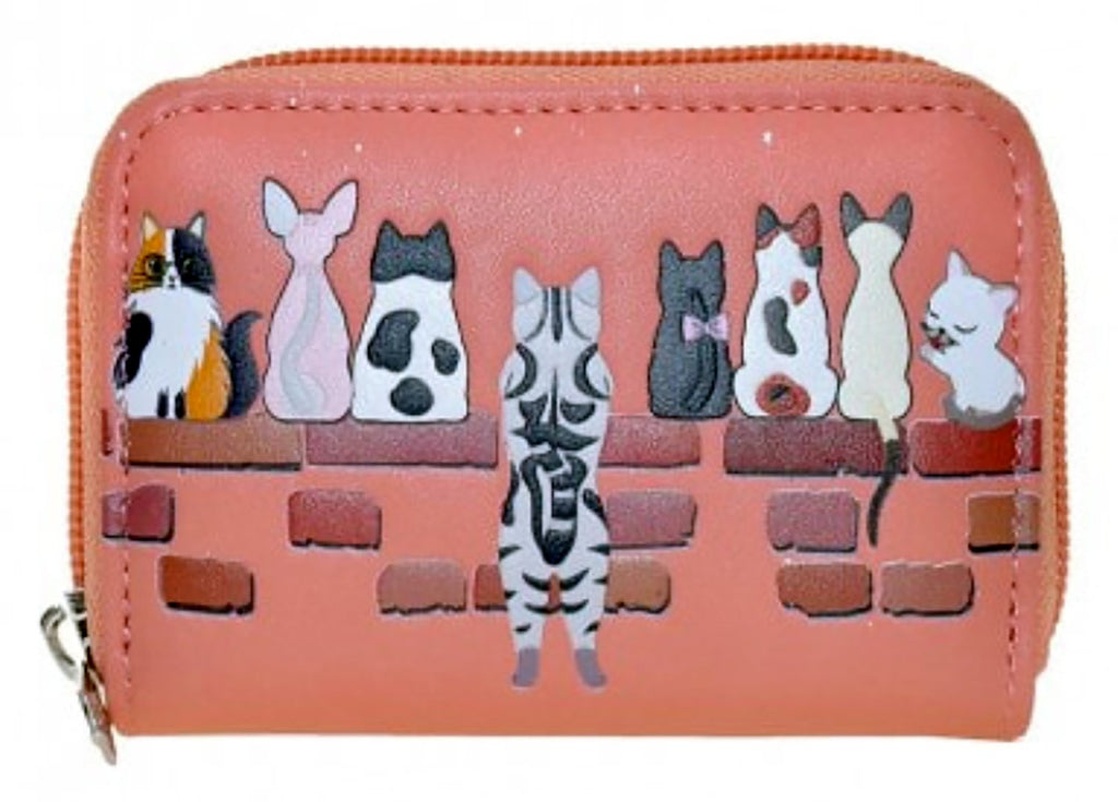 Faux Leather Coin Purse - Cats in a Row by Shagwear