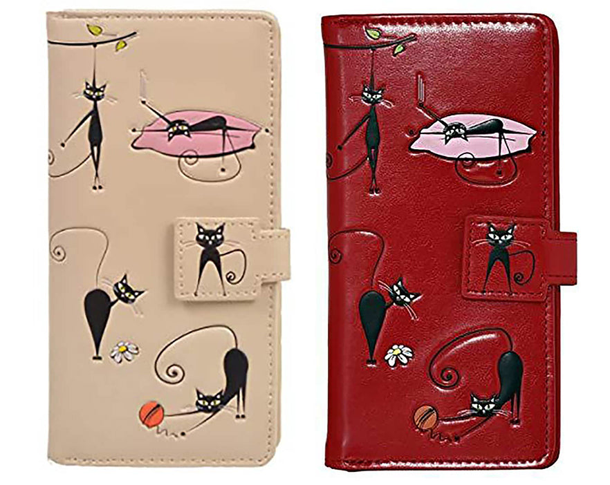 Shag Wear Playful Cats Wallet - Vegan Faux Leather Small Wallet For Women