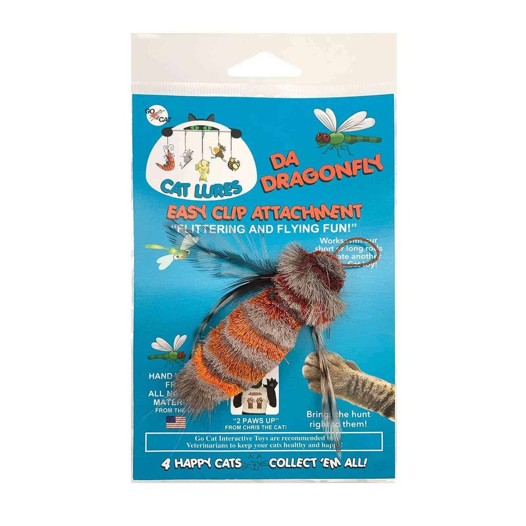 This is the Da Dragonfly™ Teaser Wand Cat Toy Replacement Lure in its actual packaging. 
