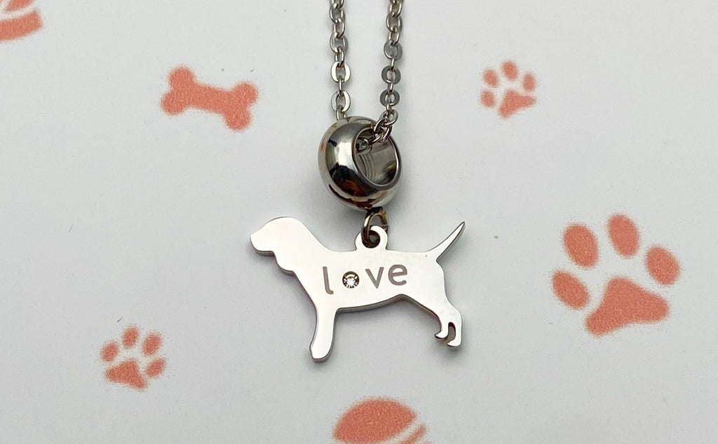 Dog Love Pendant Love Necklace with Gemstone - Artisan Jewelry