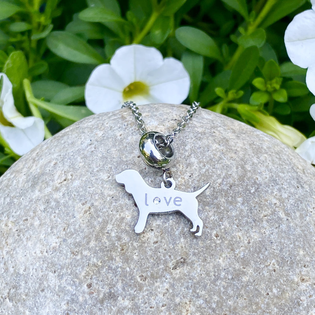 Dog Love Pendant Love Necklace with Gemstone - Artisan Jewelry