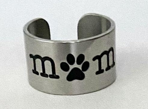Dog Mom Paw Print Adjustable Ring - Artisan Jewelry