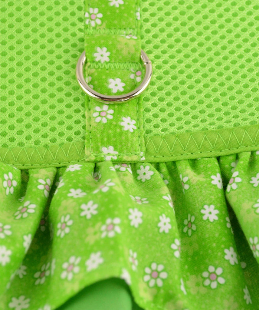 Green Air Mesh Ruffled Dog Harness With Ruffles By Spoiled Dog Designs