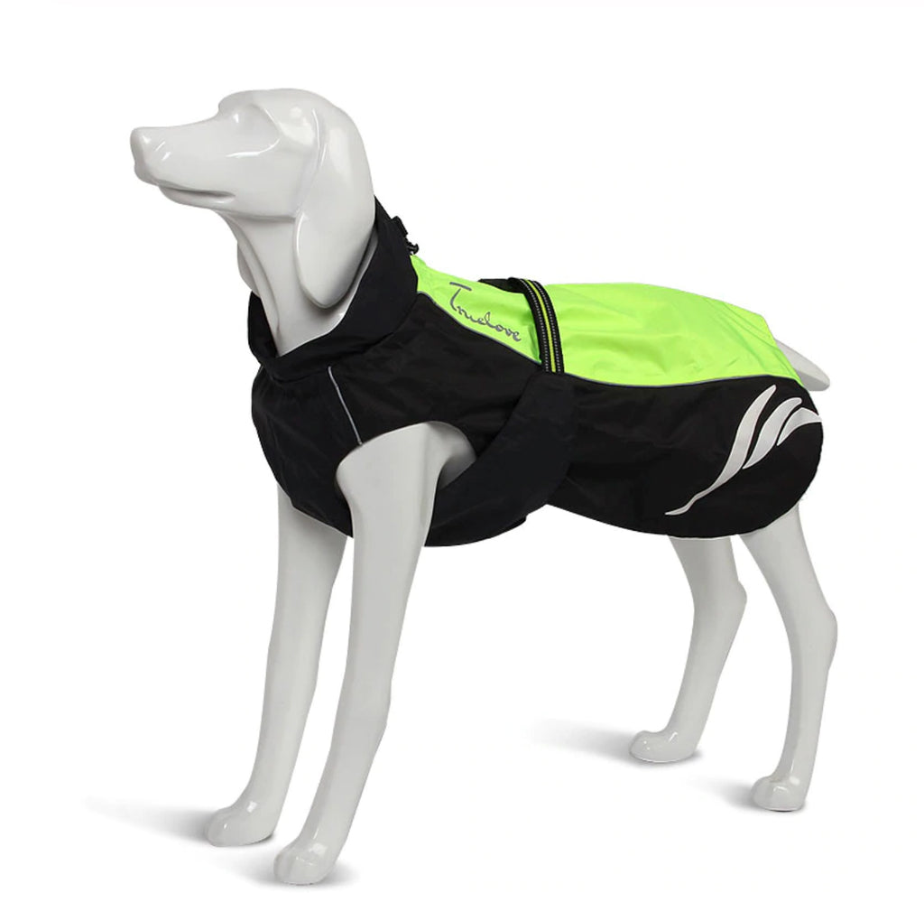 Truelove - Waterproof Reflective Dog Rain Jacket for Winter - Green/Grey, Orange/Grey