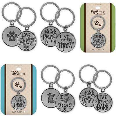 Pawsitive Key Chains, inscribed saying, Raised Detailing on Both Sides