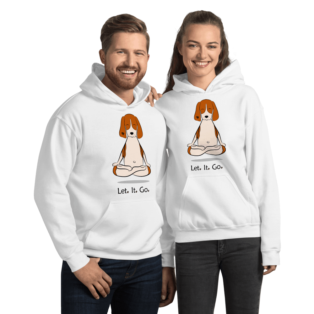  Let It Go Yoga Beagle Dog Meditating Graphic Pullover Hoodie Sweatshirt PetDesignz Unisex men women