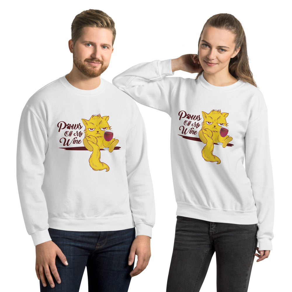 Paws Off My Wine Cat Graphic Crewneck Sweatshirt PetDesignz