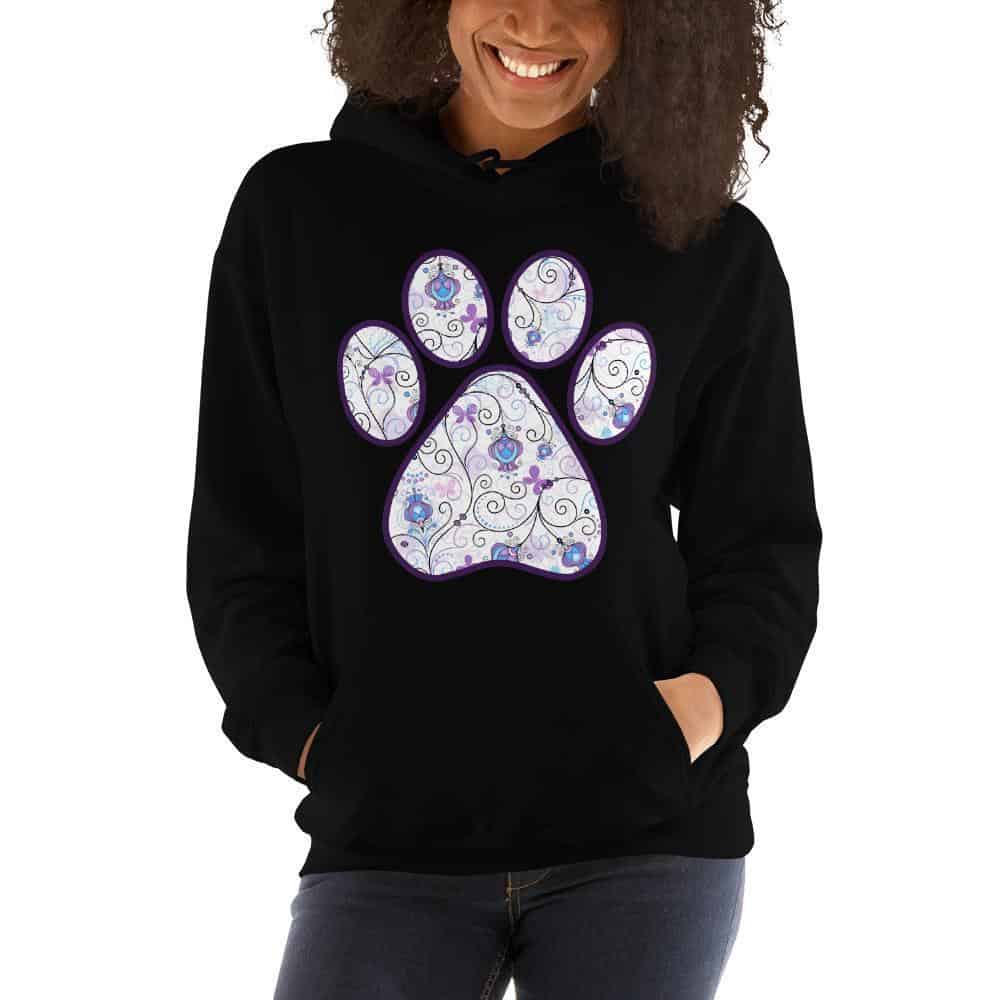 Purple Swirl with Butterfly Paw Print Graphic Hoodie Pullover Sweatshirt PetDesignz Unisex men women