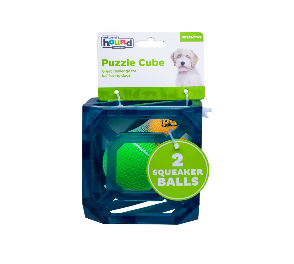 Outward Hound - Puzzle Cube Dog Toy with Squeaky Balls!