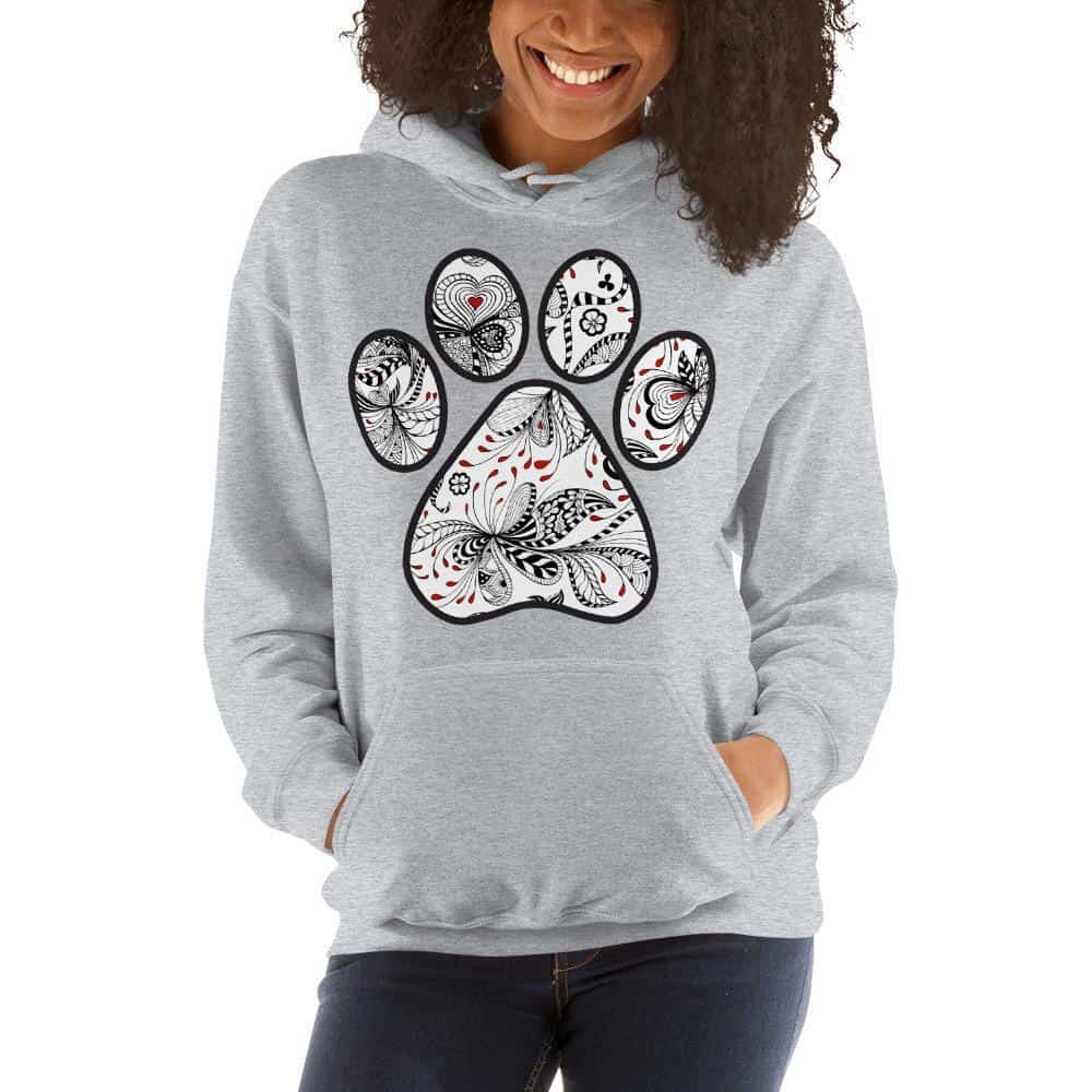 Queen of Hearts Paw Print Graphic Pullover Hoodie Sweatshirt PetDesignz Unisex men women