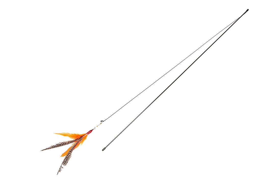 This is a GO CAT™ 36 inch single rod teaser wand with a Da Bird Guinea Feathers teaser attached to it. The Guinea feathers come in assorted colors. The teaser is designed to replicate the motion of the actual bird's feathers.