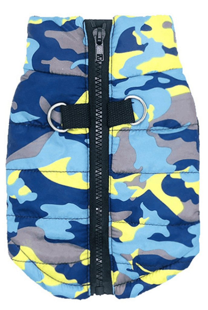 Camouflage Print Winter Dog Coat (Jacket) – Pink, Blue, and Army Camo Print