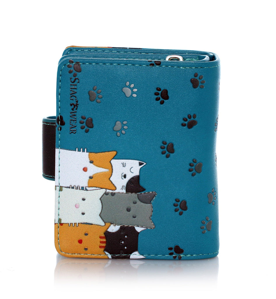 Faux Leather Cat Wallet - Cats Crowd Row by Shagwear