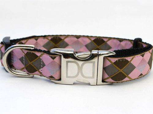 Pink Argyle Dog Collar by Diva Dog (Optional Matching Leash Available)