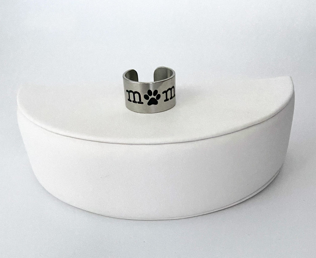 Dog Mom Paw Print Adjustable Ring - Artisan Jewelry