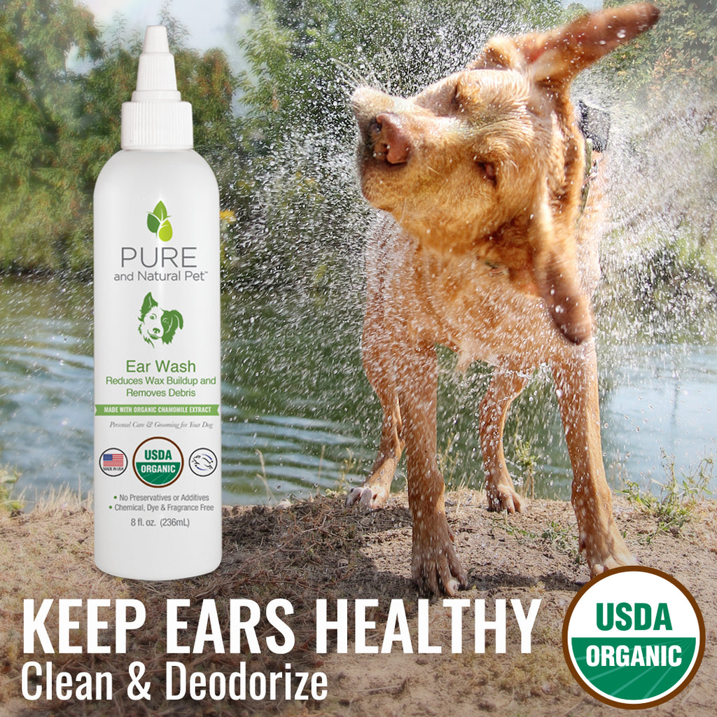 Ear Wash cleans and soothes raw, irritated, itchy, greasy, and smelly dog ears.