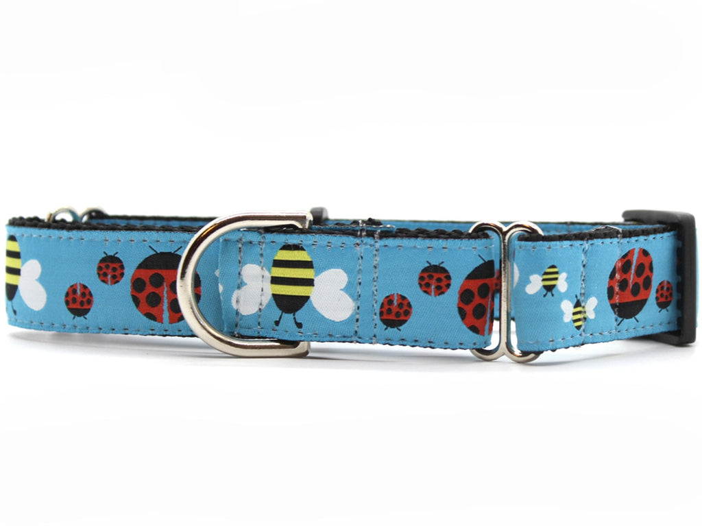 Lady Bugs and Bumble Bees Medium width Martingale Dog Collar by Diva Dog