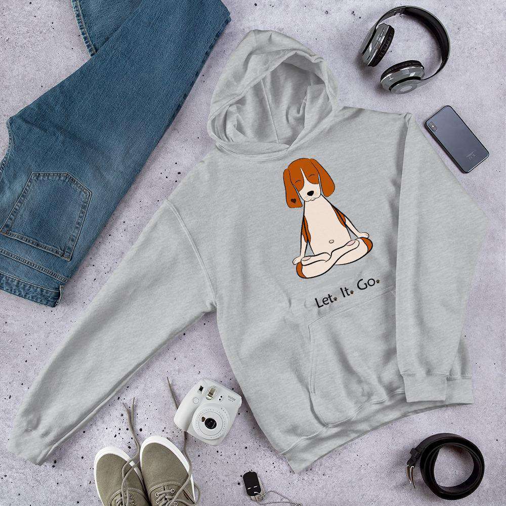  Let It Go Yoga Beagle Dog Meditating Graphic Pullover Hoodie Sweatshirt PetDesignz Unisex men women