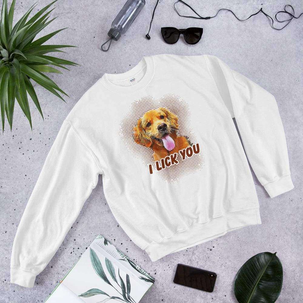 I Lick You, Licking love golden retriever dog, Graphic Pullover Crewneck Sweatshirt