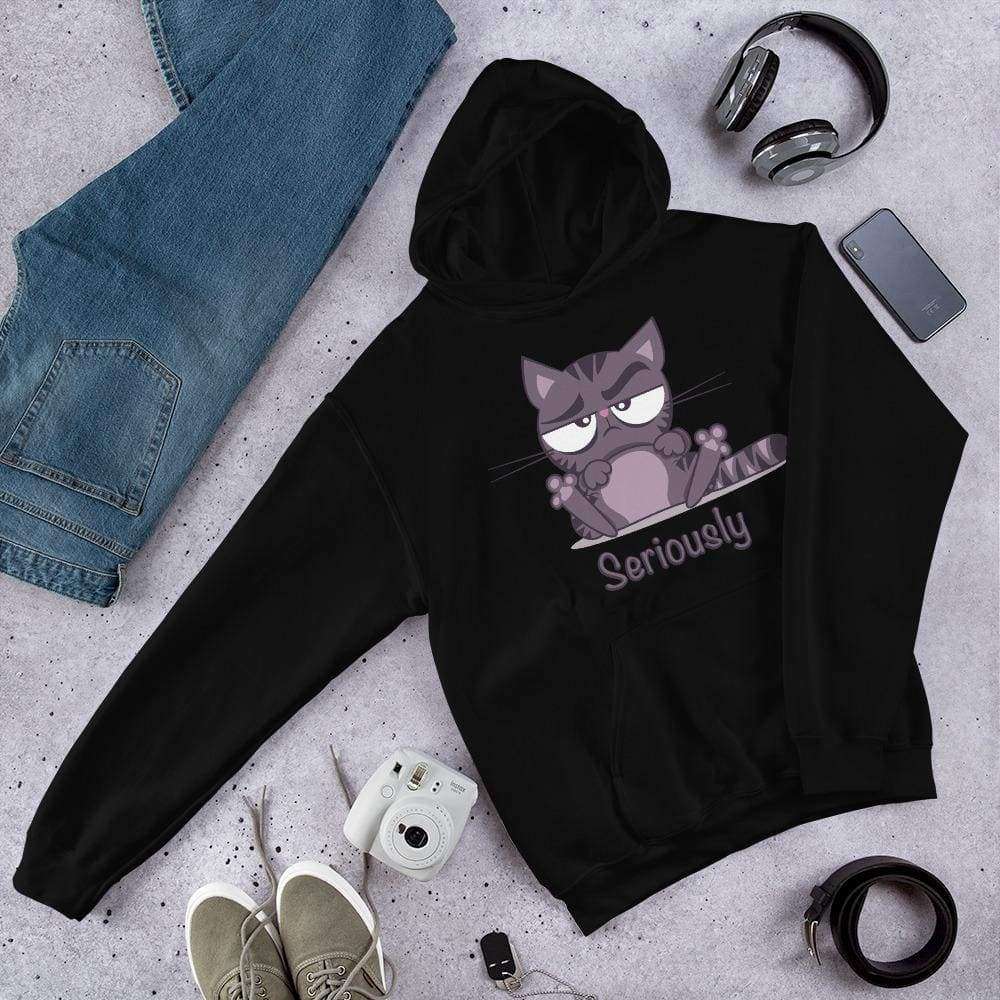 Seriously Sarcastic Grumpy Cat Graphic Pullover Hoodie Sweatshirt Cat PetDesignz Unisex men women