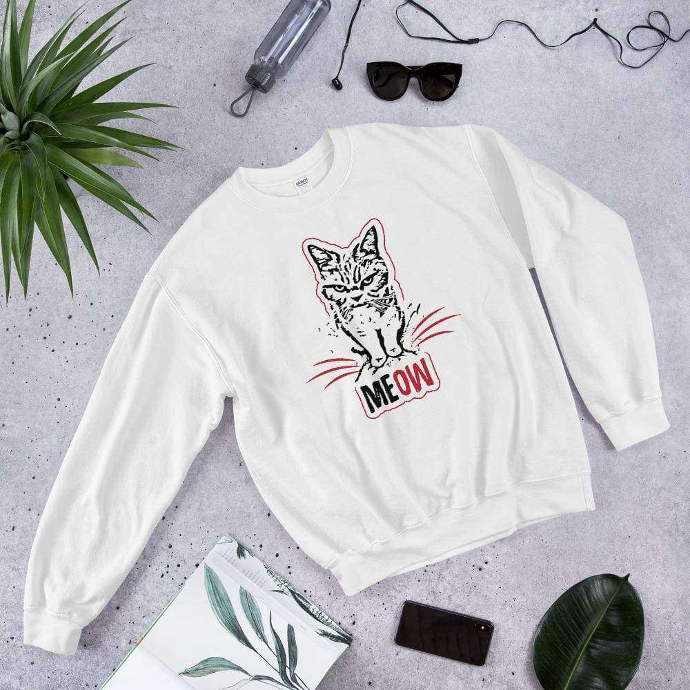 MEOW grumpy Cat, Graphic Pullover Crewneck Sweatshirt
