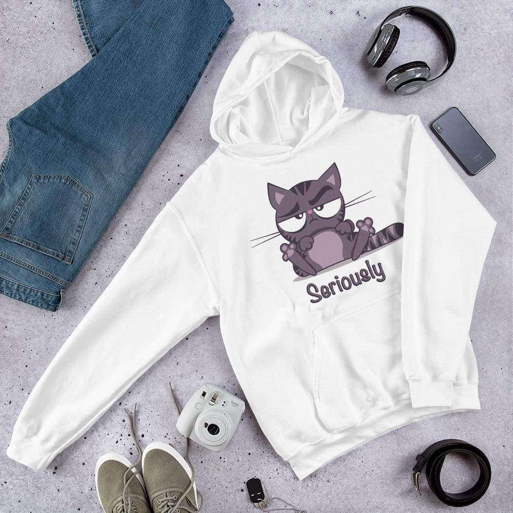 Seriously Sarcastic Grumpy Cat Graphic Pullover Hoodie Sweatshirt Cat PetDesignz Unisex men women