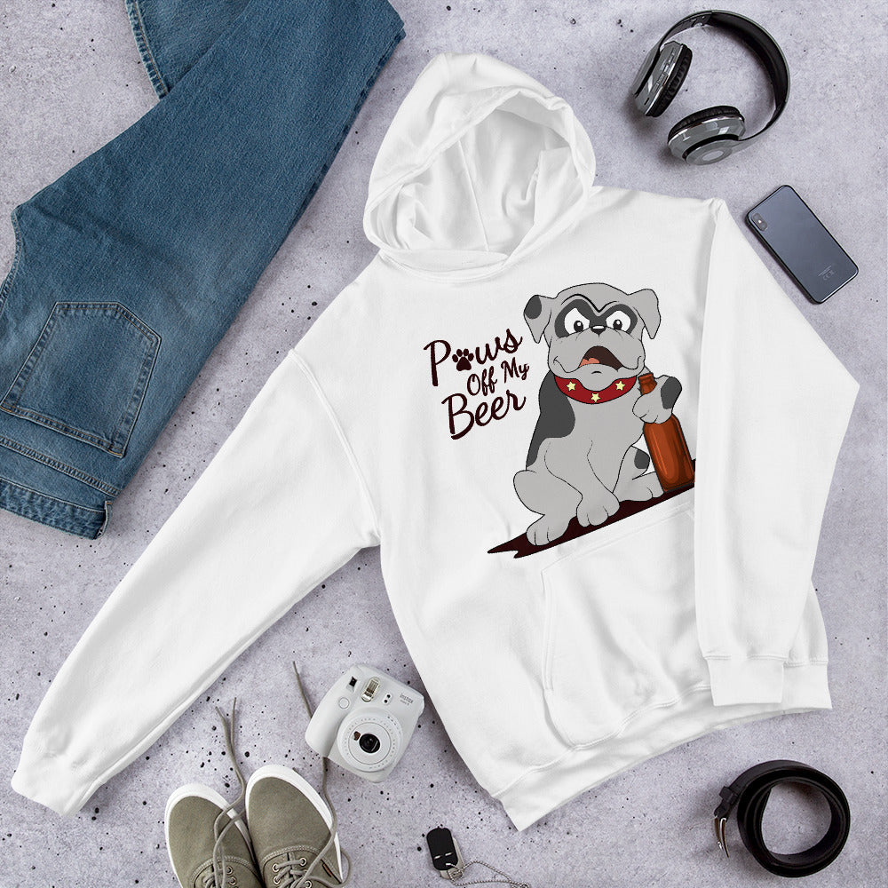 Paws Off My Beer Bull Dog Graphic Hoodie Sweatshirt PetDesignz